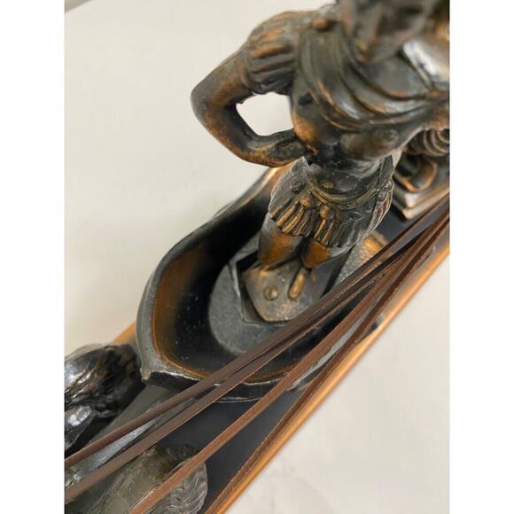 Vintage Roman Empire Gladiator Horse Drawn Chariot Mantel Desk Clock - Picture 7 of 16